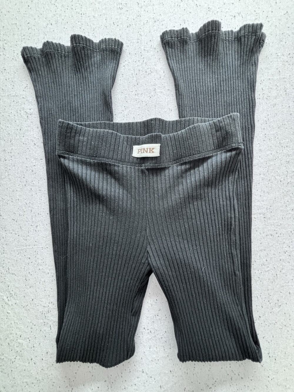 PINK Victoria’s Secret Ribbed Flare Pants Leggings Black XS Lounge Yoga